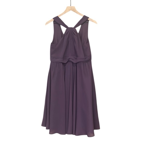 David's Bridal Plum Chiffon Dress Cocktail Bridesmaid Size 12 - Picture 1 of 10